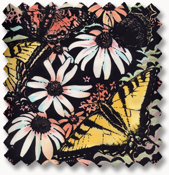 Swallowtails in the Sun pattern on silk